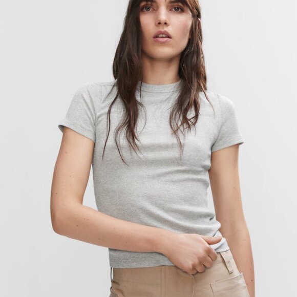 MANGO | NWT - GREY GOING OUT PARTY TOP WITH GLITTER SPARKLE THREAD | SIZE L - Picture 1 of 7